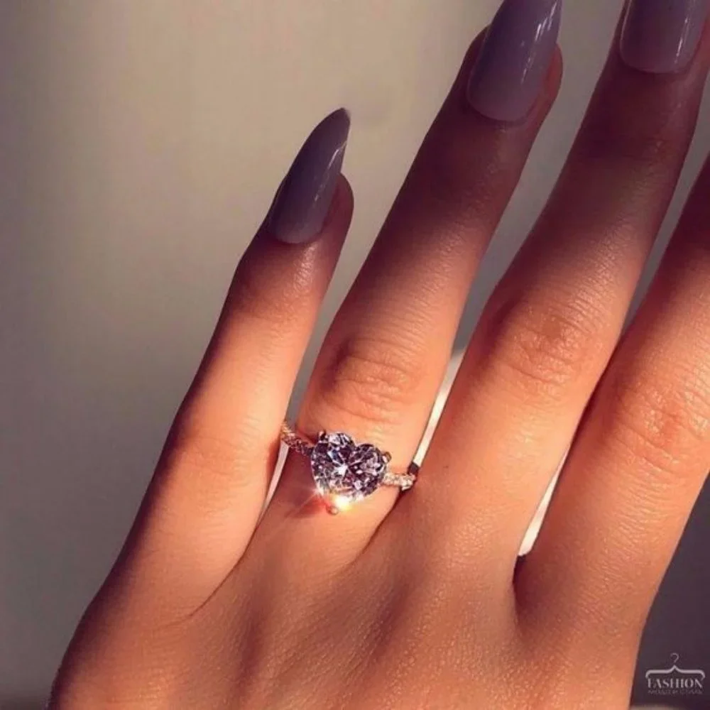 *NEW 925 Sterling Silver Diamond Heart Ring